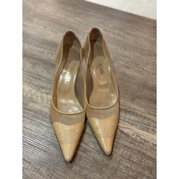 Vintage Chanel Mesh & Leather Cap-Toe Pumps | Size 38.5 RARE - Picture 2 of 10